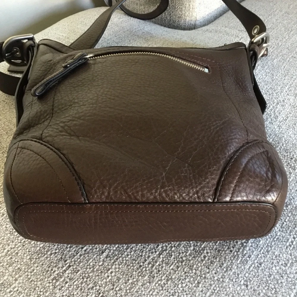 Coach Dark Brown Pebbled Leather Messenger Bag